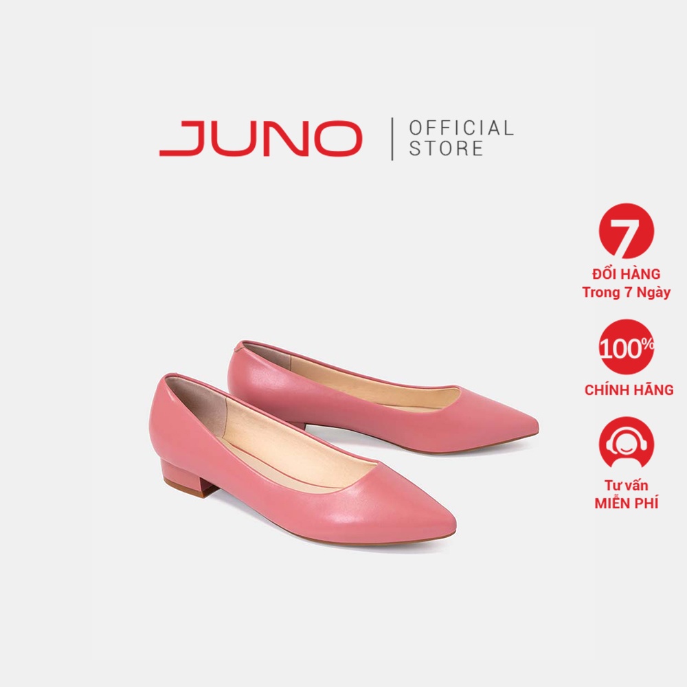 Giày Búp Bê 3cm Thời Trang JUNO Da Trơn Ballerina Mũi Nhọn Classic BB03085