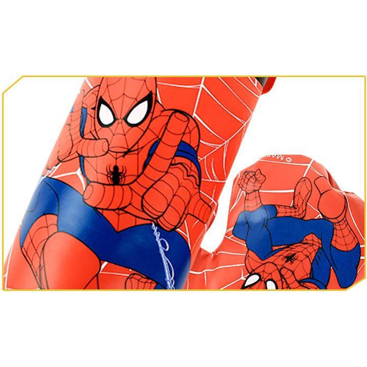 Bộ Túi Đấm Boxing hình Người Nhện Spider Man Chất Liệu Da Mềm An Toàn Cho Bé + TẶNG 2 Găng Tay cho bé (Size Trung)