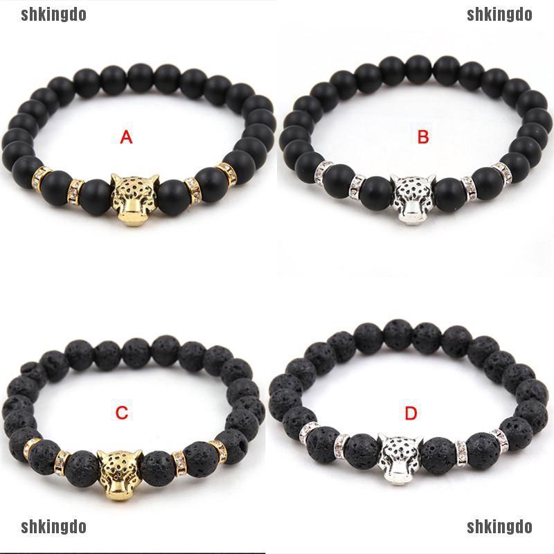 Vòng Tay Chuỗi Hạt Đá Tự Nhiên Hình Đầu Báo Cho Nam