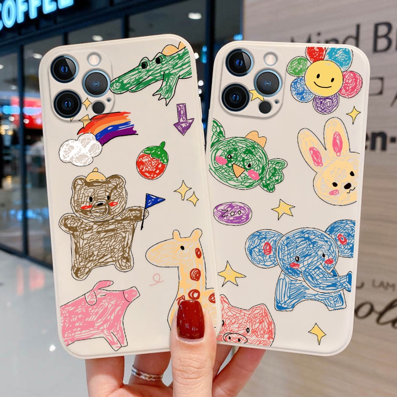 Ốp điện thoại TPU mềm in hình gấu hoạt hình dễ thương cho Iphone 11 Pro Max 12 Pro Max 7 8 6 6S Plus X Xs Xsmax