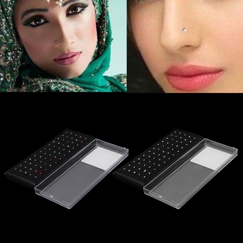 Set 60 khuyên mũi bằng thép không gỉ đính đá cá tính