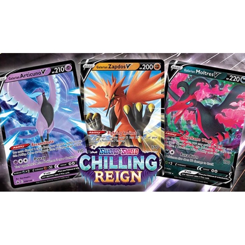 1 pack Pokemon Tcg chính hãng - Chilling Reign - Tặng kèm 1 Toploader