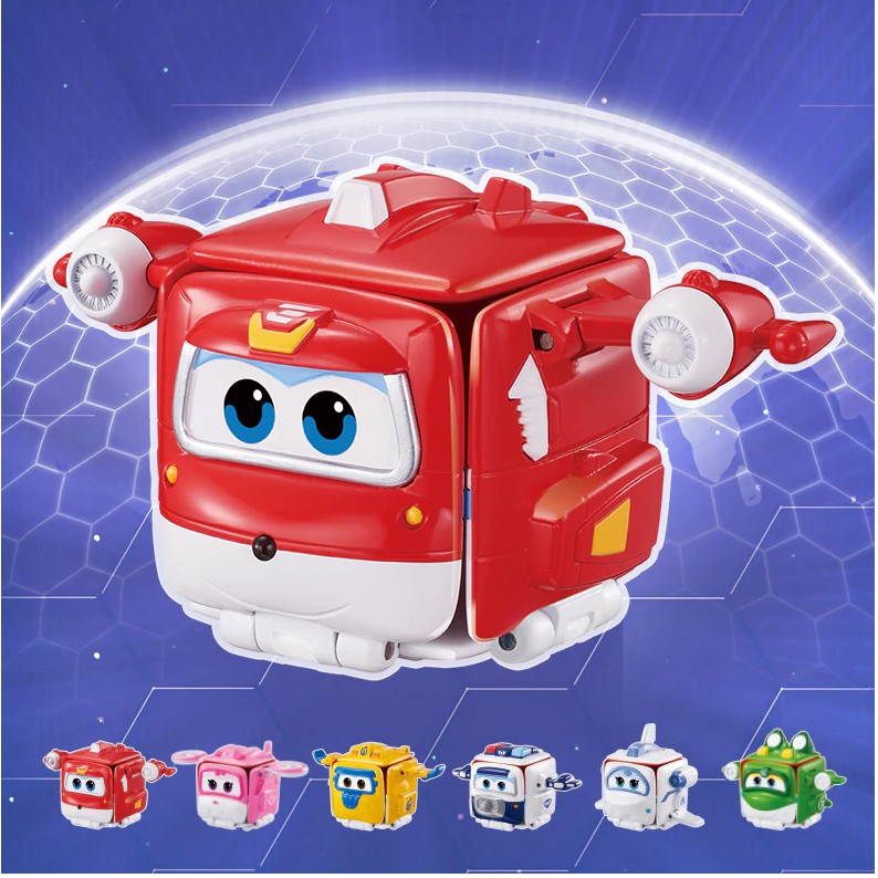 Mô hình super wings máy bay jet biến hình hộp giao hàng đồ chơi trẻ em