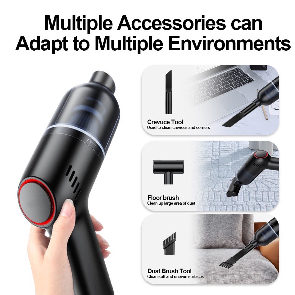 Máy hút bụi cầm tay mini Hello Leibo - Lực hút cực mạnh 8000pa Nhaongshop