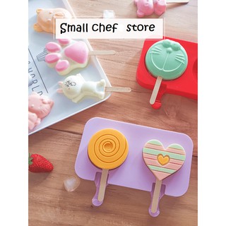 Khuôn làm kem que bằng silicon kèm nắp đậy cao cấp (free que gỗ)