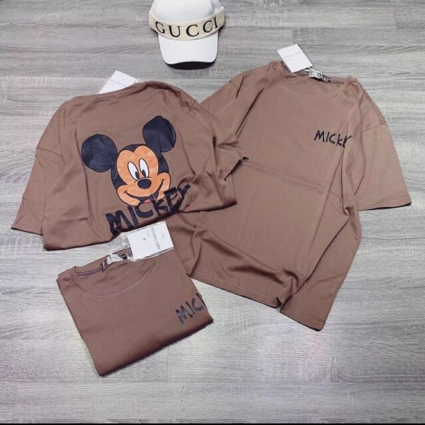 Áo thun nam nữ MICKEY nâu unisex form rộng cao cấp bền màu cực hot 1Kenz