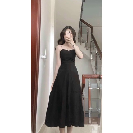 Maxi Đen 2 Dây Đan Chéo Lưng
