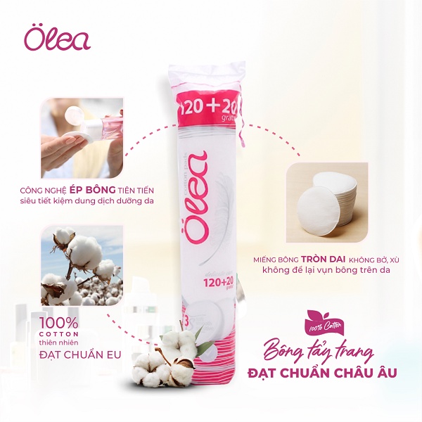 Bông tẩy trang Olea Cotton pads 120 + 20 miếng