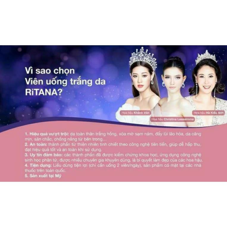 [CHÍNH HÃNG ] Viên uống trắng da RITANA - Tích Điểm 2 Lọ 60 Viên Tặng 1 Lọ 15 Viên-Trắng Hồng - Chống Nắng | BigBuy360 - bigbuy360.vn