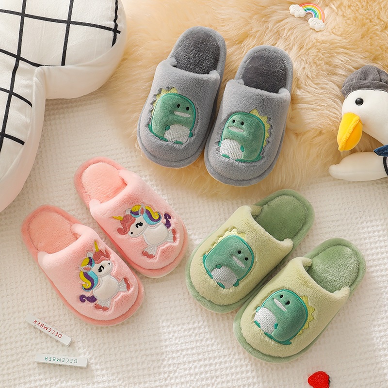 AYUER Dép cotton đi trong nhà chống trượt họa tiết hoạt hình dễ thương cho bé