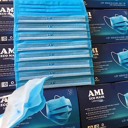 Khẩu Trang Y Tế 4 Lớp Kháng Khuẩn Ami Chính Hãng ( 50 chiếc 1 Hộp) màu Xám | BigBuy360 - bigbuy360.vn