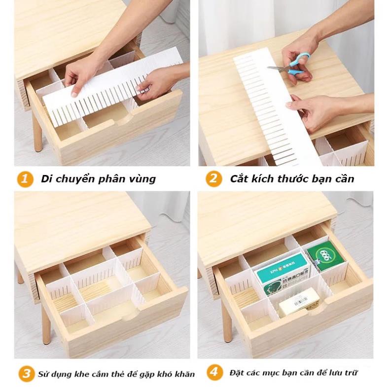 Bộ 4 Vách Chia Ngăn Kéo Tủ Thông Minh Bằng Nhựa