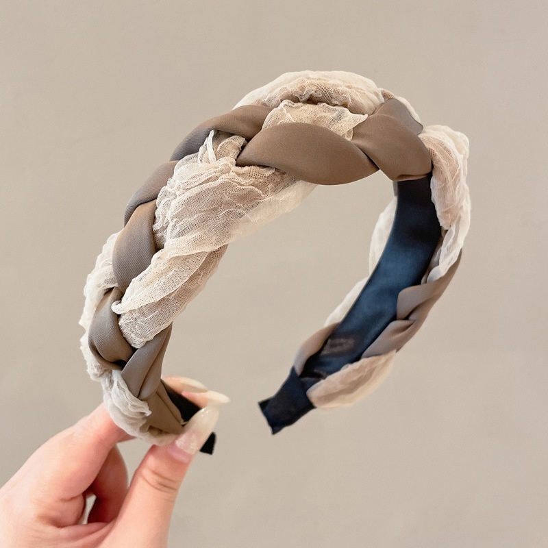 Băng Đô Cài Tóc Phối Ren Màu Đen Phong Cách Hàn Quốc Cho Nữ