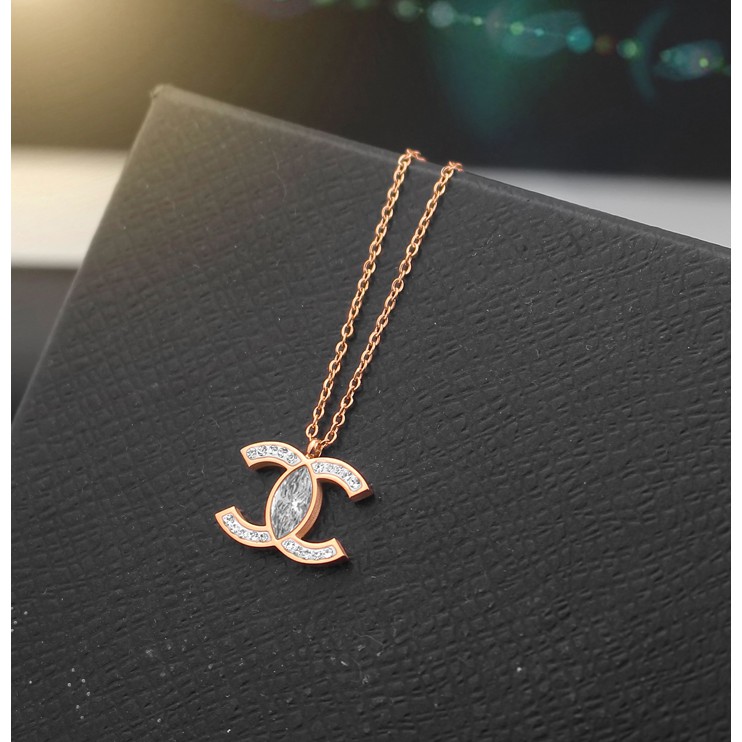 Dây chuyền nữ titan cao cấp C C siêu đẹp, bền màu, hợp thời trang