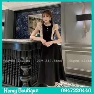 Đầm Dự Tiệc - Đầm Tiểu Thư Phối Bèo Sang Chảnh, Đầm Xòe Sang Chảnh