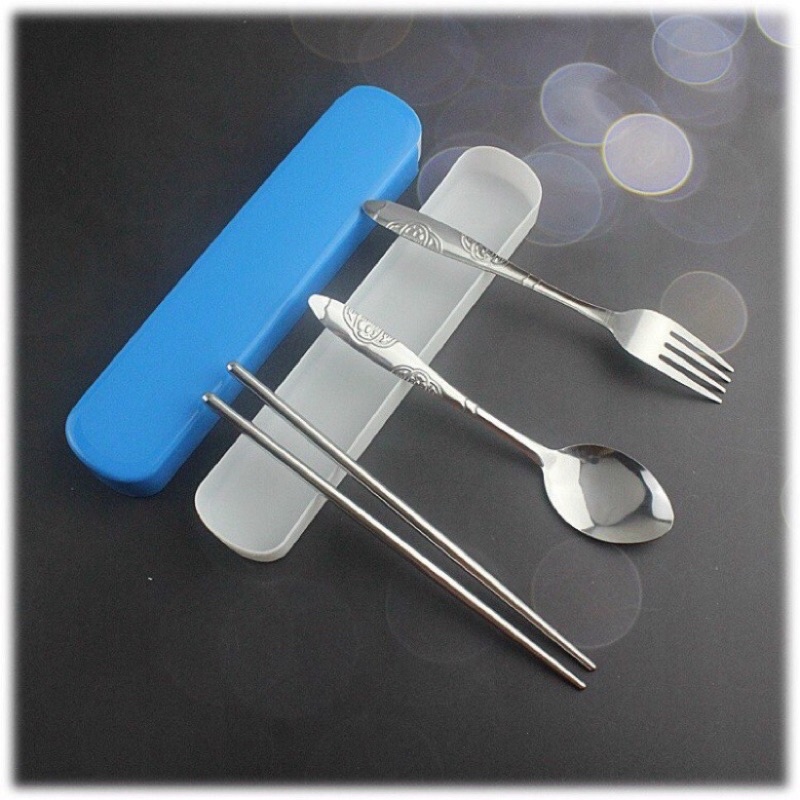 [Siêu Rẻ] Hộp Thìa Đũa Văn Phòng Bộ Thìa Đũa Nĩa Inox Tiện Lợi An Toàn