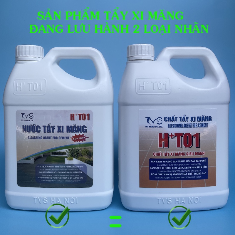 Chất tẩy xi măng HT01 can 1.8 lit, tẩy ron gạch loại mạnh nhất tặng 2 pad chà rửa chuyên dụng
