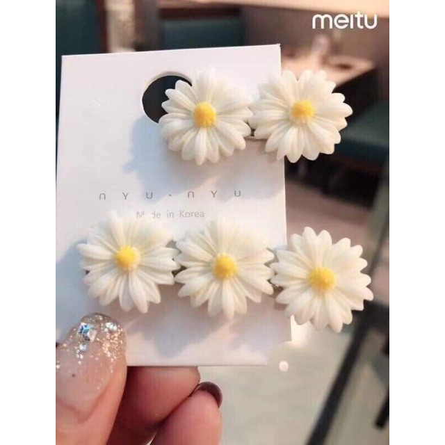 Set 2 Kẹp Tóc Nữ Hoa Cúc Trắng Họa Mi