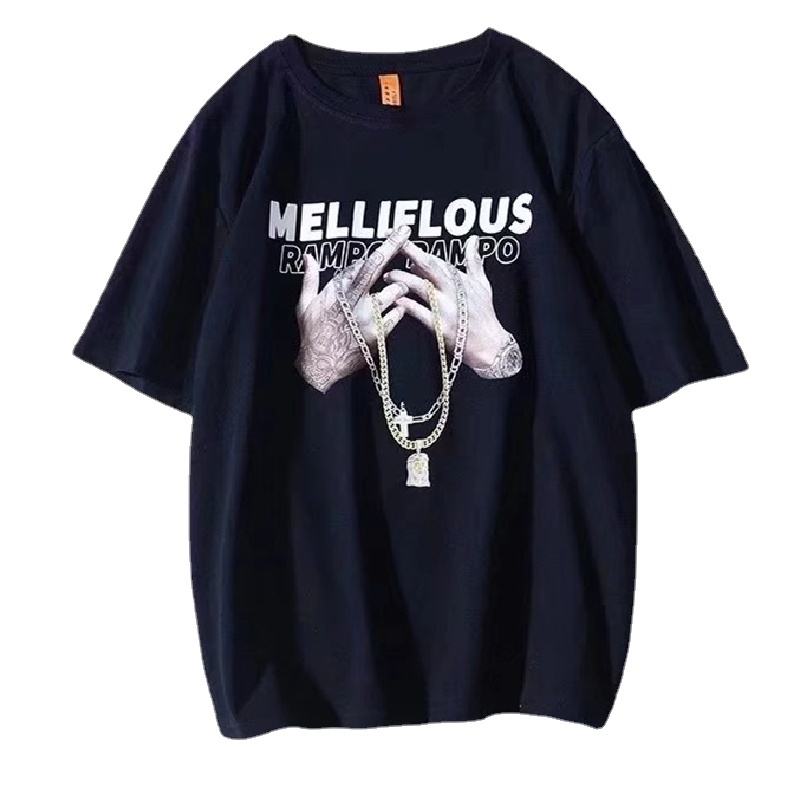 Áo Thun Nam Tay Ngắn Dáng Rộng Phong Cách Hip Hop Hàn Quốc Size M-5XL