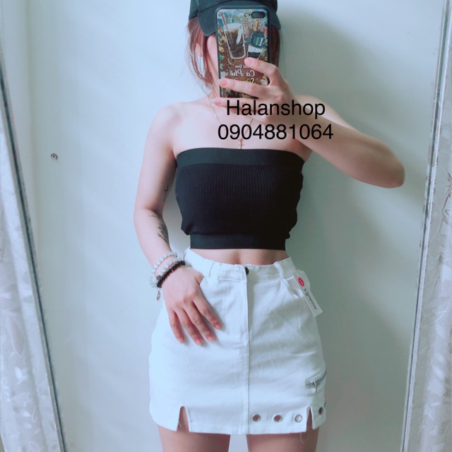 Chân váy ngắn phối khoen cá tính có quần trong