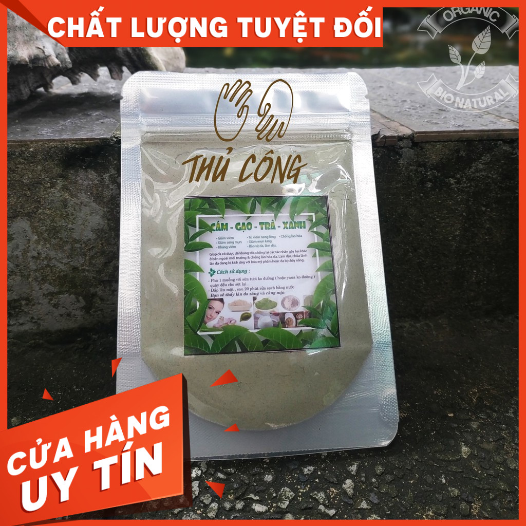 [bomatdaklak] Bột đắp mặt nạ Cám Gạo Trà Xanh HANDMADE - Bột Thiên Nhiên