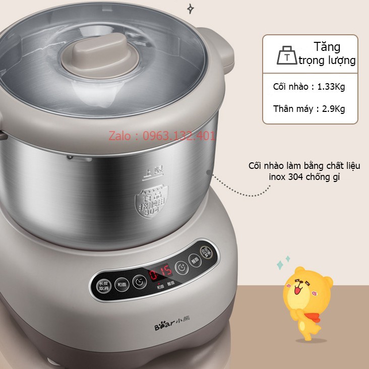 Máy Nhào Bột Bear Máy Nhồi Bột Tự Động, Máy Trộn Bột Đánh Bột Đa Năng 5L, 3,5L, 7L (Bản Quốc Tế), Bảo hành 18 tháng