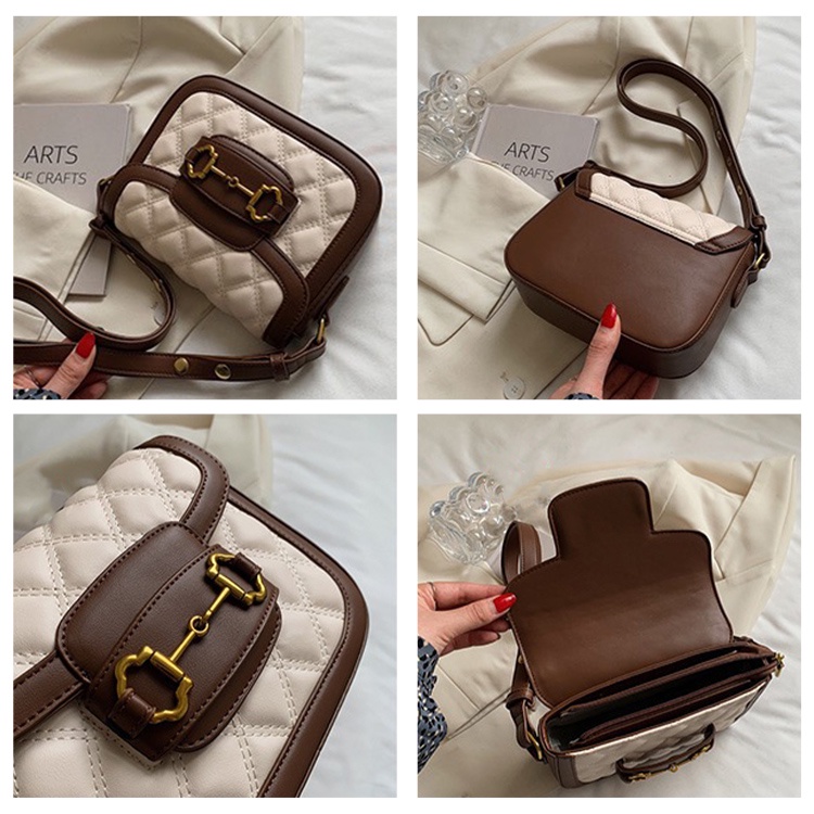 Túi xách nữ đẹp đeo chéo kẹp nách MUNGA chất liệu da cao cấp họa tiết ô trám, thời trang công sở đi làm đi chơi TMG04