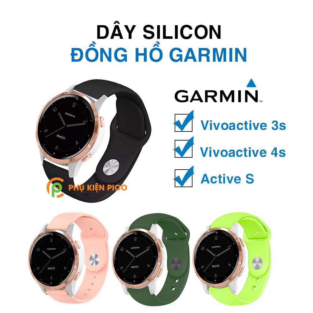 Dây đồng hồ Garmin Vivoactive 3S/4S/Active S silicon cao cấp siêu mềm phong cách thể thao nhiều màu 18mm – Dây silicon