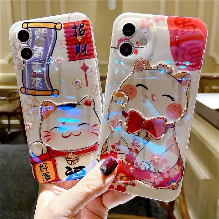 Ốp Lưng Hình Mèo Cầu Tài Nhiều Mẫu Mã Cho Điện Thoại iPhone 7 8 x xr xs 11 12 13 14 pro max