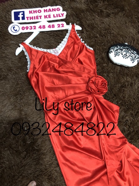 ẢNH VÀ VIDEO THẬT 1000%  Đầm dạ hội hoa eo kèm chuổi ngọc