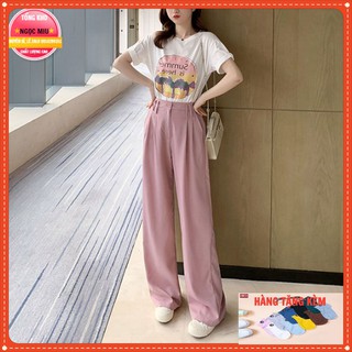 [FREESHIP] Quần Ống Suông🍁Quần ống suông dáng dài kéo khóa basic 3 màu Tím Hồng Đen đủ size