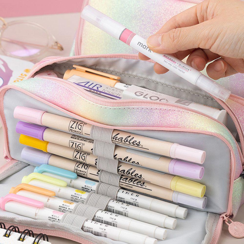 Túi Đựng Bút Màu Cầu Vồng Di Động Tiện Dụng Cho Học Sinh