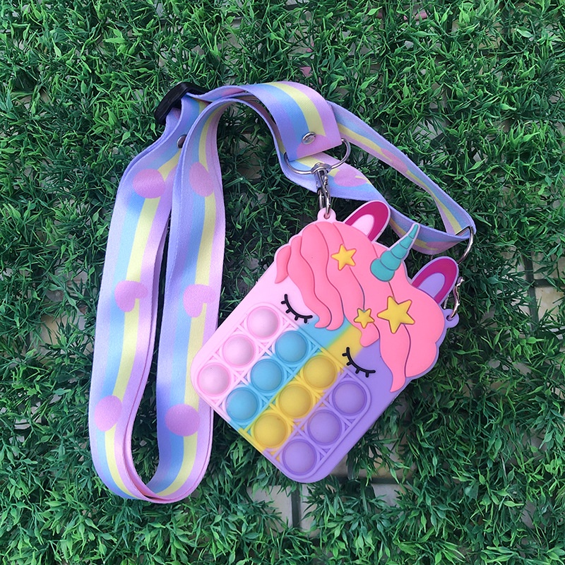 Túi đựng tiền xu kiêm đồ chơi bóp bong bóng silica gel đơn giản nhiều màu và hình dạng tùy chọn cho trẻ em và bạn gái