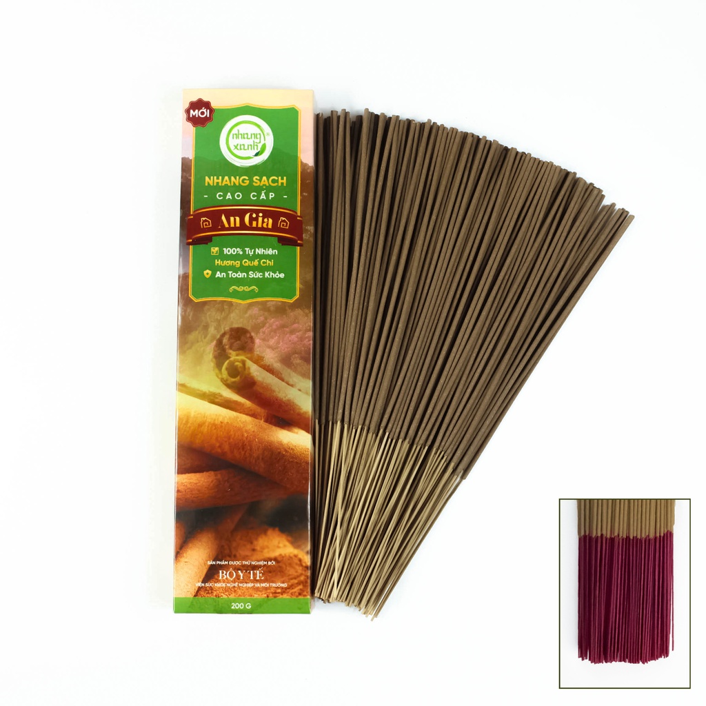 Combo Nhang Xanh Quế Chi An Gia Hộp 200gr 30cm và nụ trầm hương cao cấp 60 viên