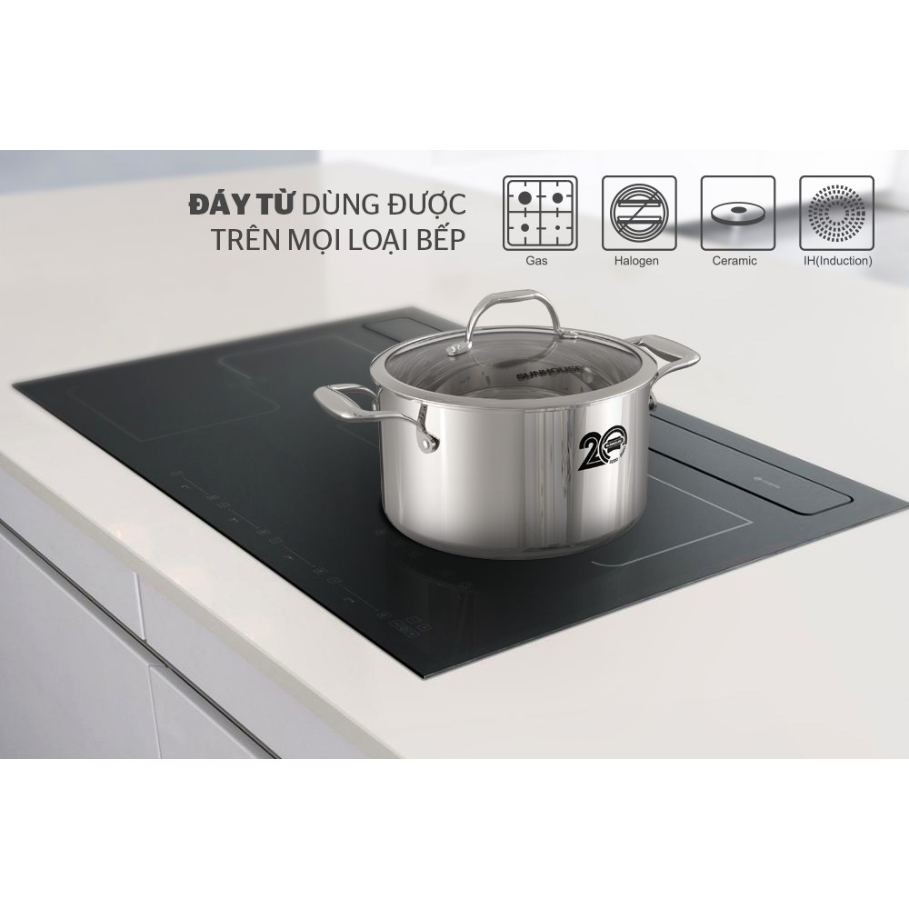 BỘ NỒI INOX 304 ĐA LỚP ĐÚC NGUYÊN KHỐI SUNHOUSE SHG2020