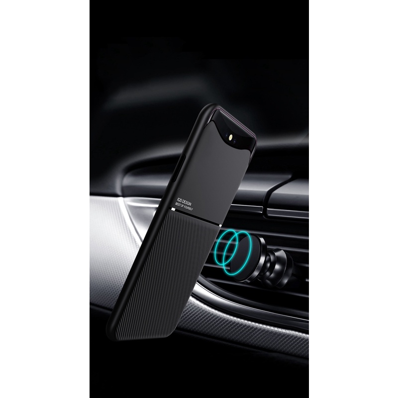 Ốp Điện Thoại Da Cứng Mặt Nhám Kèm Móc Xỏ Ngón Nam Châm Kim Loại Cho OPPO Find X