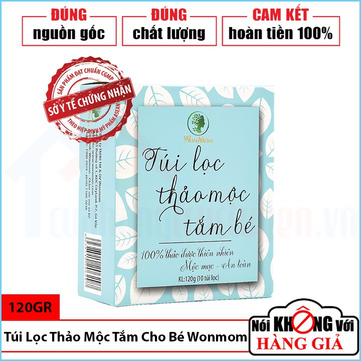 Túi Lọc Thảo Mộc Tắm Cho Bé - Hộp 10 Gói | Làm Sạch | Ngừa Rôm Sẩy | Ngăn Khô Da | Không Cay Mắt Trẻ - Wonmom