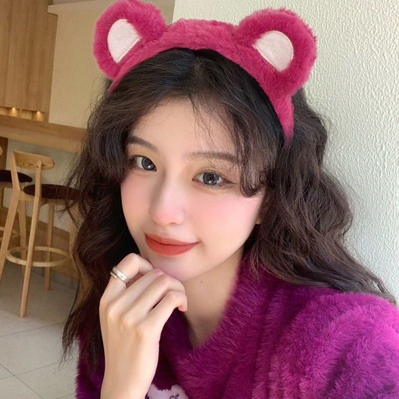 Băng Đô Cài Tóc Phủ Lông Chống Trượt Kiểu Hoạt Hình Dễ Thương