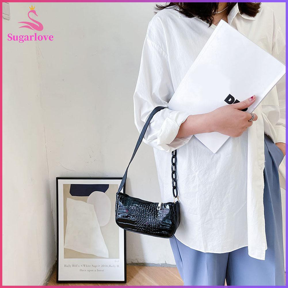 Beautiful ❤SG Women Soft PU Leather Alligator Pattern Shoulder Bags Luxury Underarm Bag