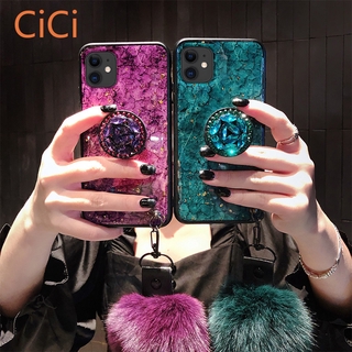 Ốp Lưng Điện Thoại Thời Trang + Nhẫn Đỡ + Móc Khóa Cục Bông Dành Cho Iphone 12 Pro Max