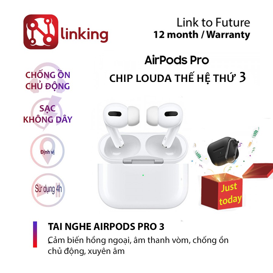 Tai Nghe Airpods Pro 3 / Tai Nghe Airpods Pro Thế hệ 3 Chip 1562A  Louda Hồng Ngoại - Âm Thanh Vòm - Chống Ồn - Xuyên âm