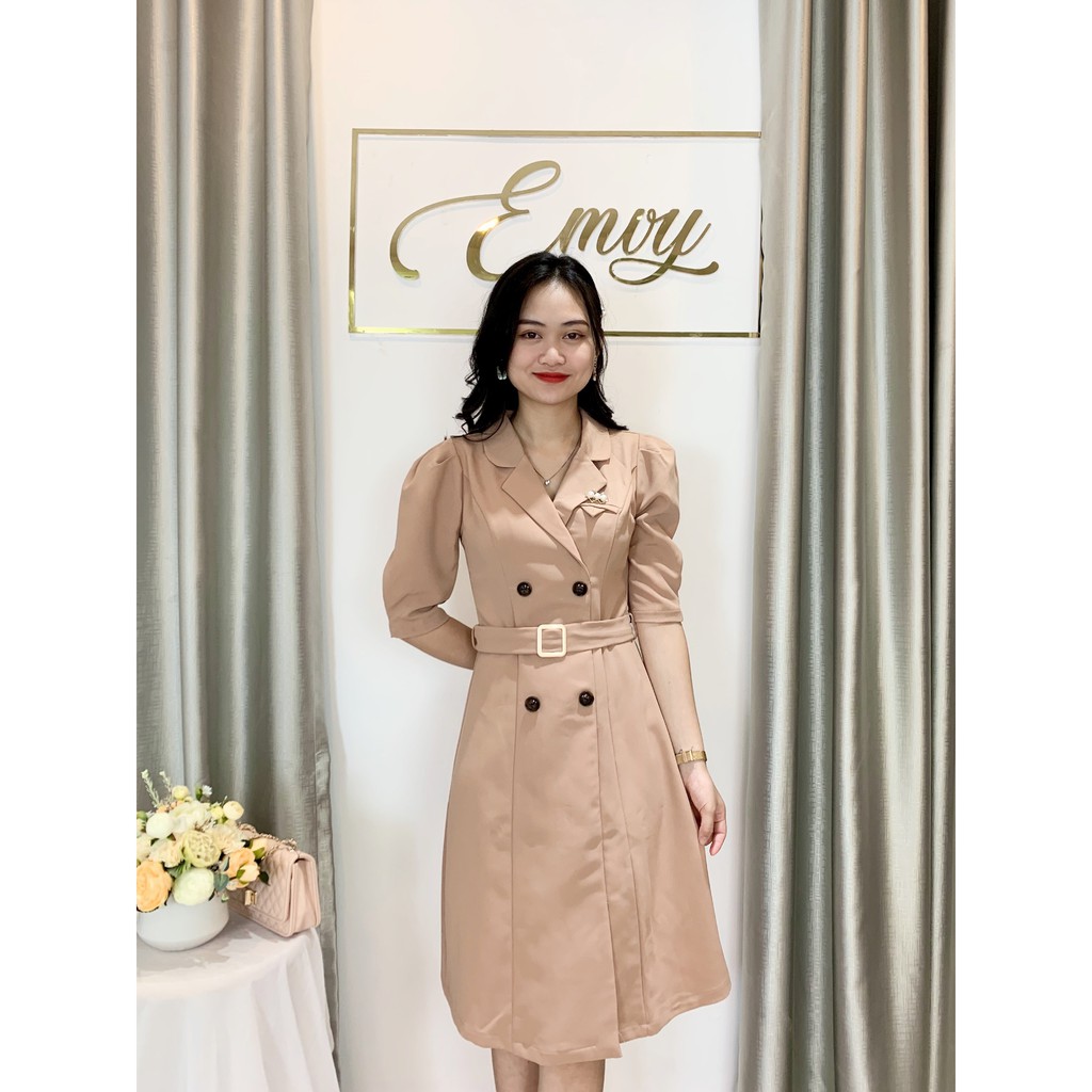 [Mã WASTMINI giảm 10% tối đa 30K đơn 150K] Đầm Thiết kế tuyết mưa cổ Vest đai eo Emvy - V75 | BigBuy360 - bigbuy360.vn