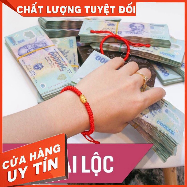 Vòng Tay Chỉ Đỏ Bi Vàng May Mắn Bình An