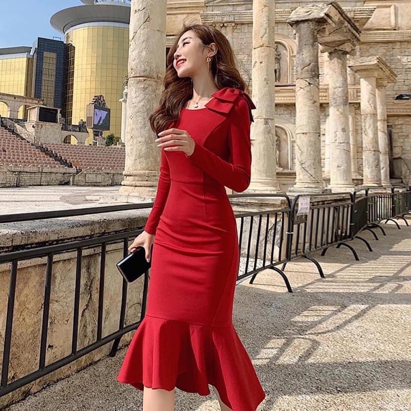 Đầm Nơ Vai Đuôi Cá T opshop