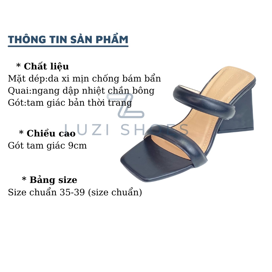 Guốc nữ, dép cáo gót tam giác 2 quai ngang nhún thời trang nhiều màu sắc cao 9cm [m22]