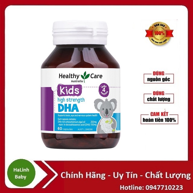 Viên uống Bổ sung DHA của ÚC cho bé Healthy Care Kids DHA 60 viên