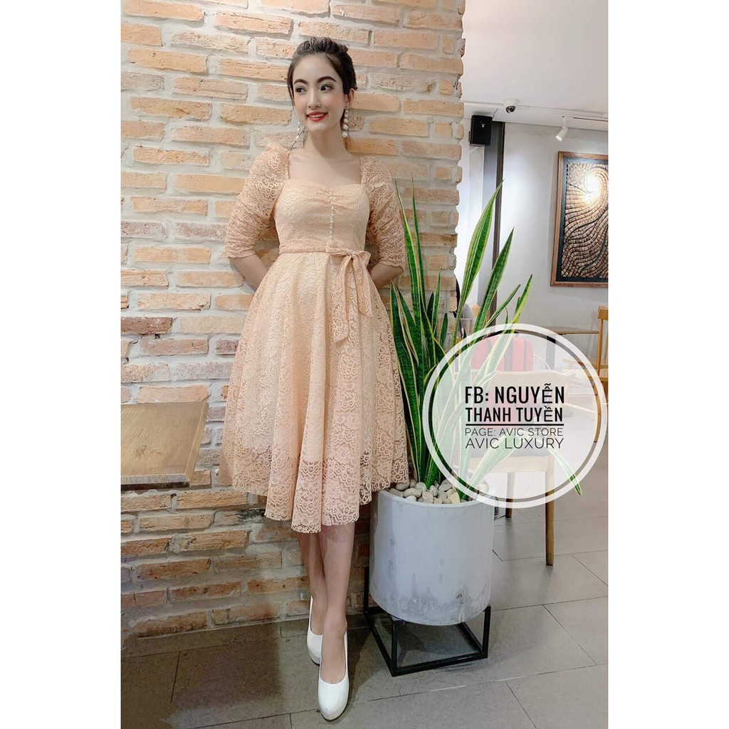 Gunkaymatter Đầm Xòe Ren Dạo Phố Siêu Xinh Dễ Thương Chất Liệu Ren Thời Trang Nữ Thiết Kế