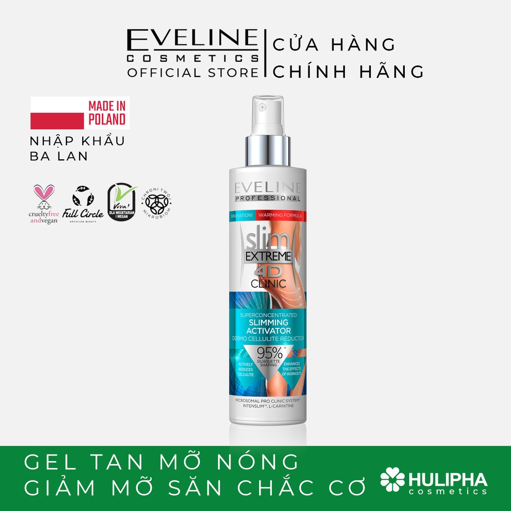 Gel Tan Mỡ Slimming Activator EVELINE Giúp Đốt Cháy Mô Mỡ, Săn Chắc Cơ Chai 200ml