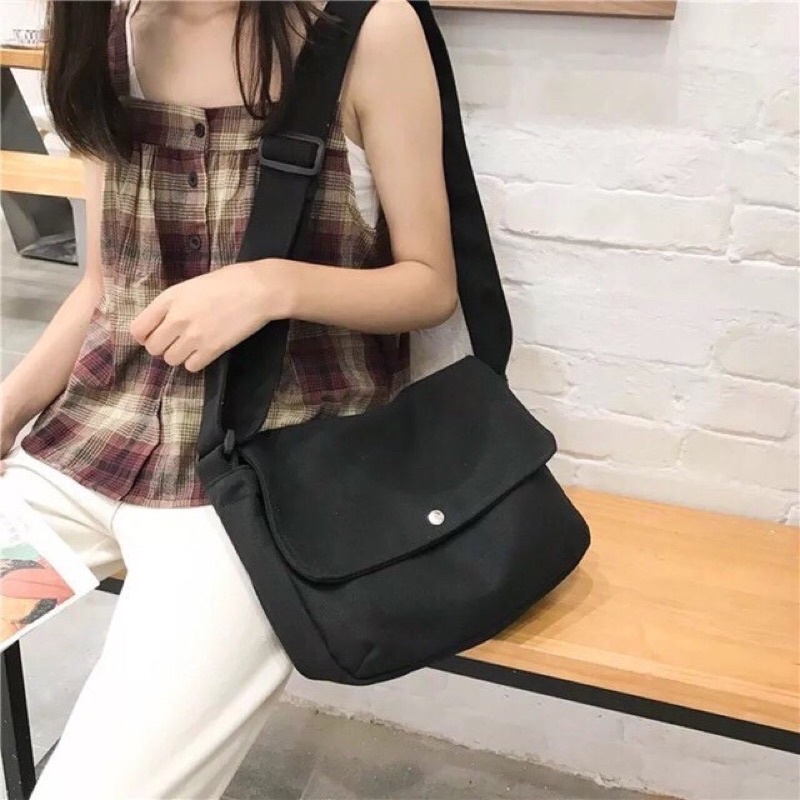 TÚI TOTE VẢI CANVAS ĐEO CHÉO DÁNG UNISEX NAM NỮ