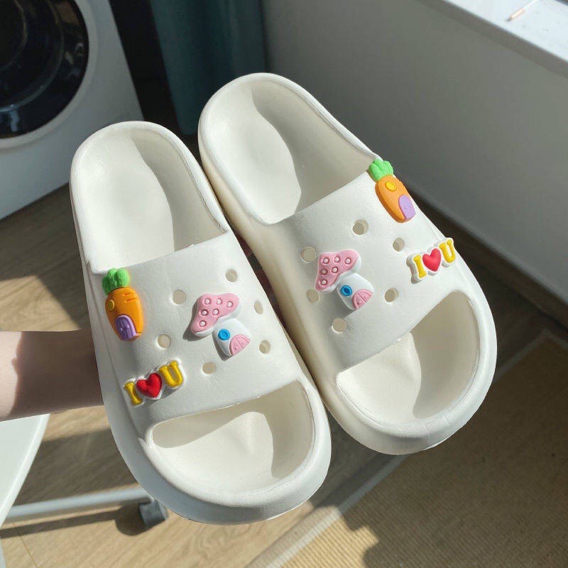 Dép bánh mì nữ đế cao Nami, dép quai ngang kèm sticker dễ thương bản nội địa Trung 2022 size 36&gt;41